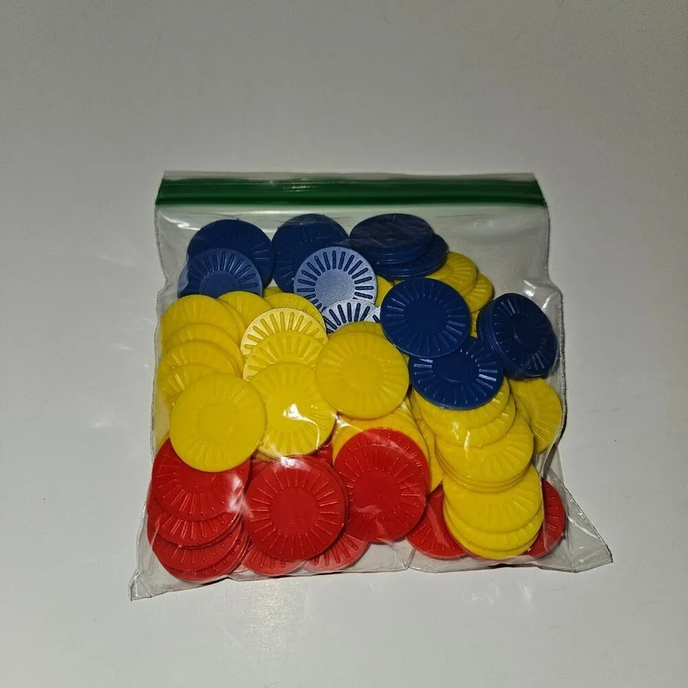 VTG Put & Take Game Pink Spinner Red Yellow Blue Chips Schaper 1965 READ